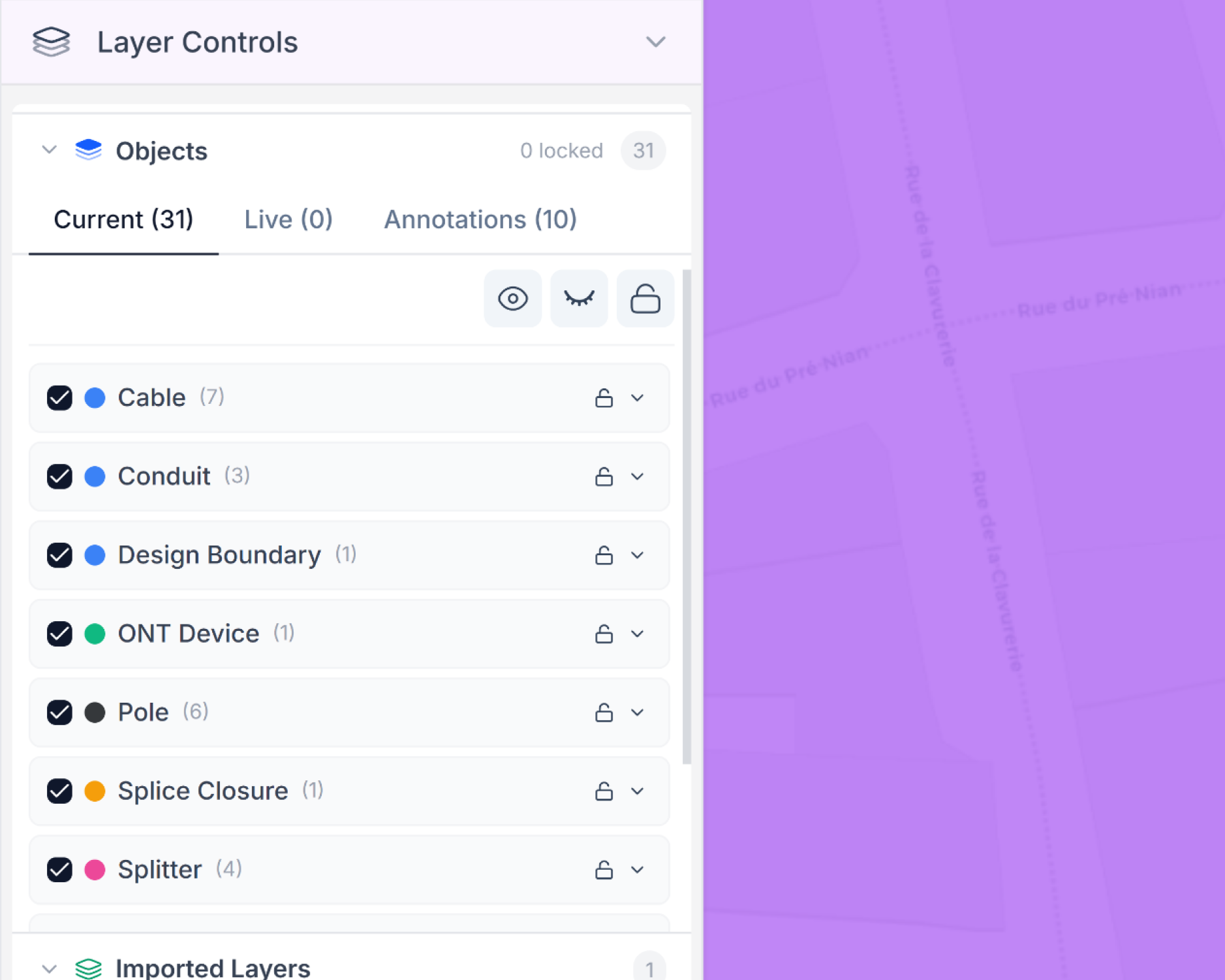 Layer management panel