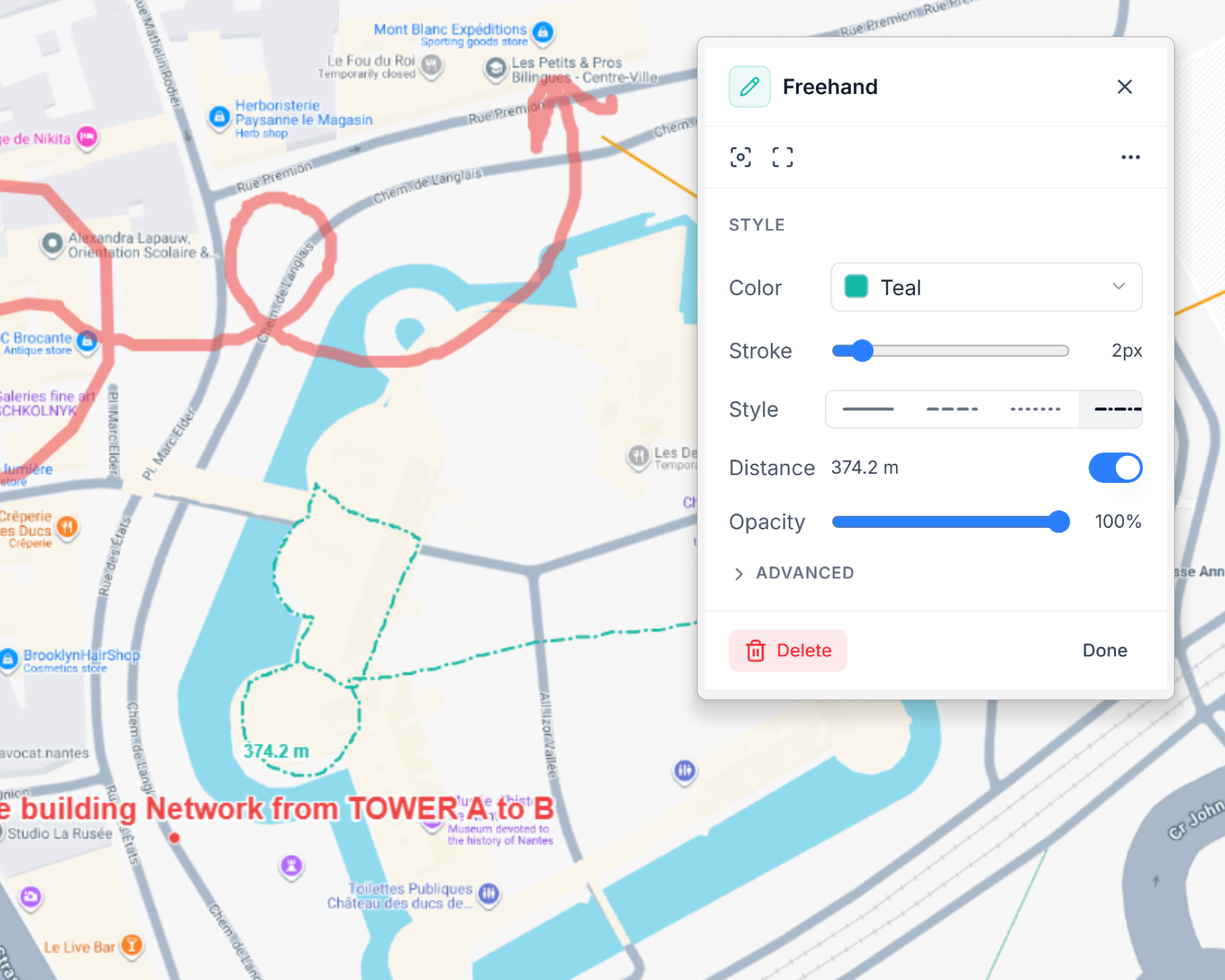 Precision placement on map