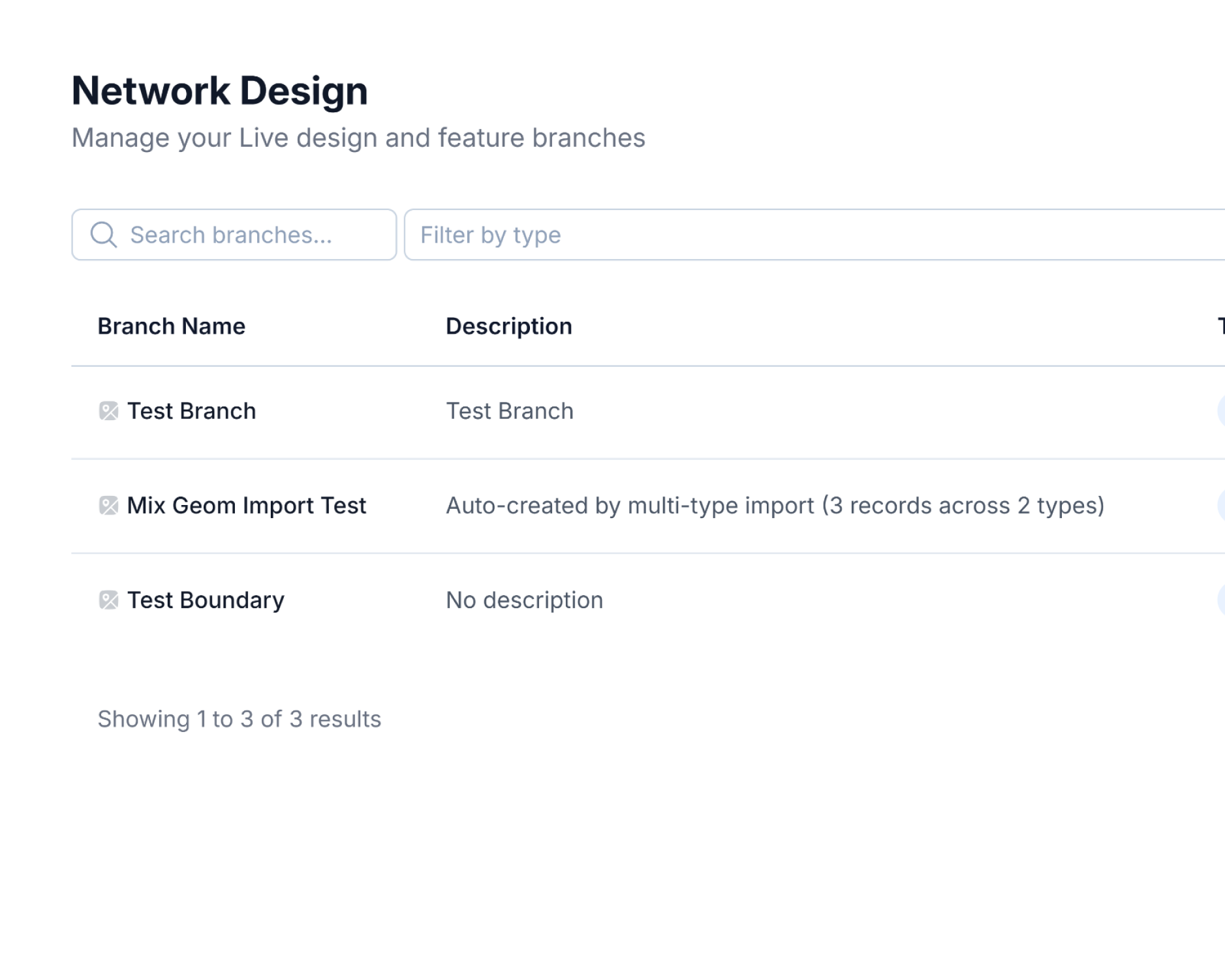 Branch creation interface