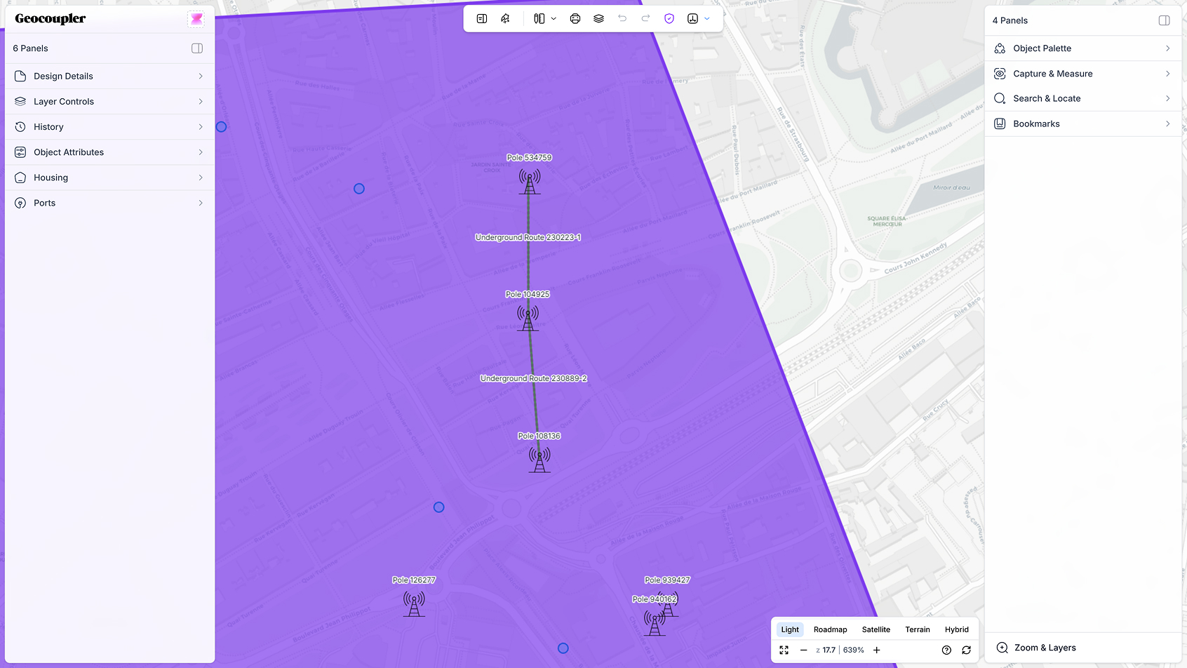 Design network layouts directly on an interactive map