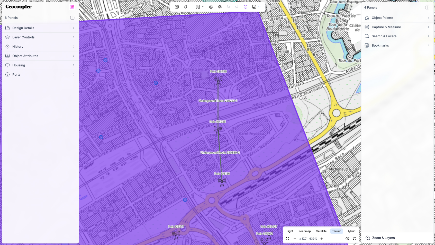 Design network layouts directly on an interactive map